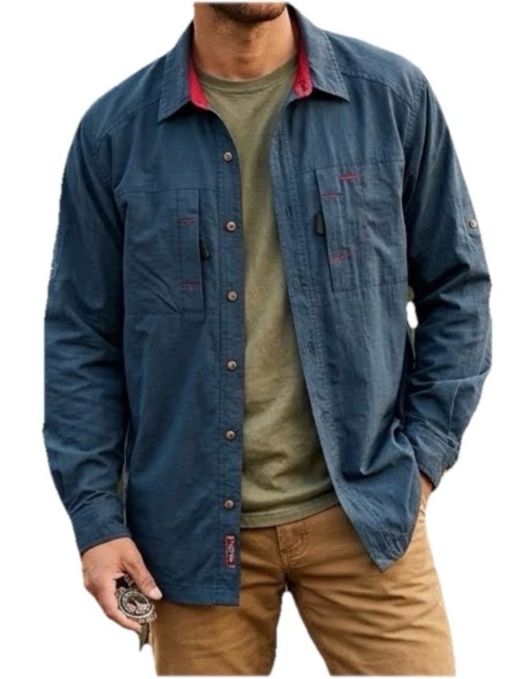 River's Brand Men's‎ Button Down Shirt 100% Cotton Navy Size L